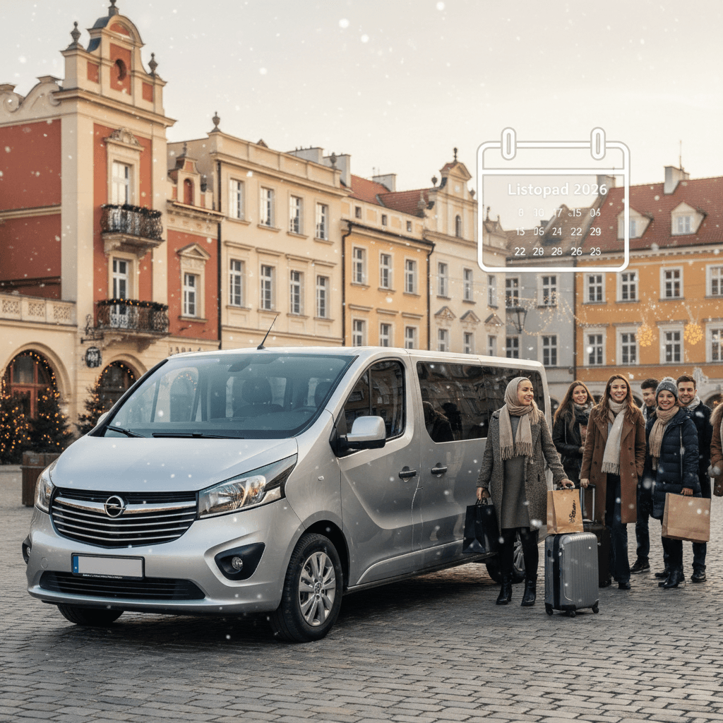 Wynajem busów – cennik na listopad i grudzień 2026 w Jędrzejowie i Kielcach. Kiedy rezerwować bus 9-osobowy na święta?
